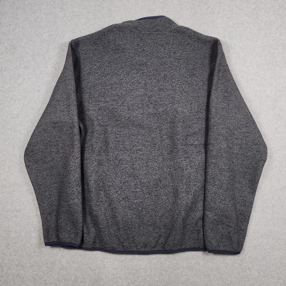 Eddie Bauer Sweater Men Large Gray Navy Blue Snap Fleece Pullover Retro Logo NEW - Picture 3 of 11